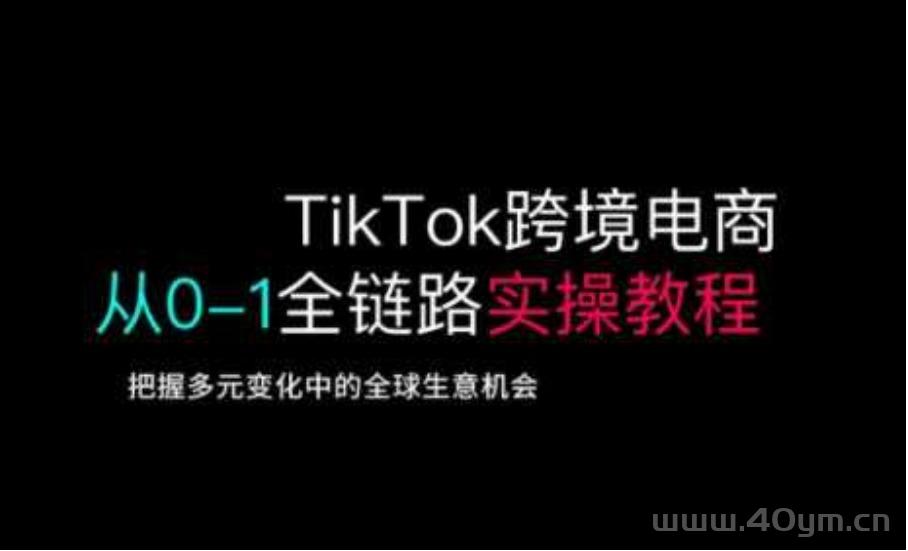 TikTok跨境电商从0-1全链路全方位实操教程，把握多元变化中的全球生意机会